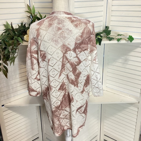 POL Open Knit Cardigan in Pink and White  Small Oversized 1305 - Picture 4 of 6